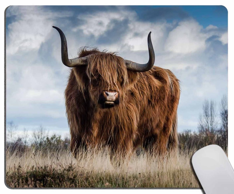Solekla Farmhouse Cow Mouse pad for Office, Cute Farm Animals Cattle in Fall Grassland Country Style Rustic Non-Slip Rubber Base Computer Mousepad Personalized for Wireless Mouse 7.9 x 9.5 in - Image 1